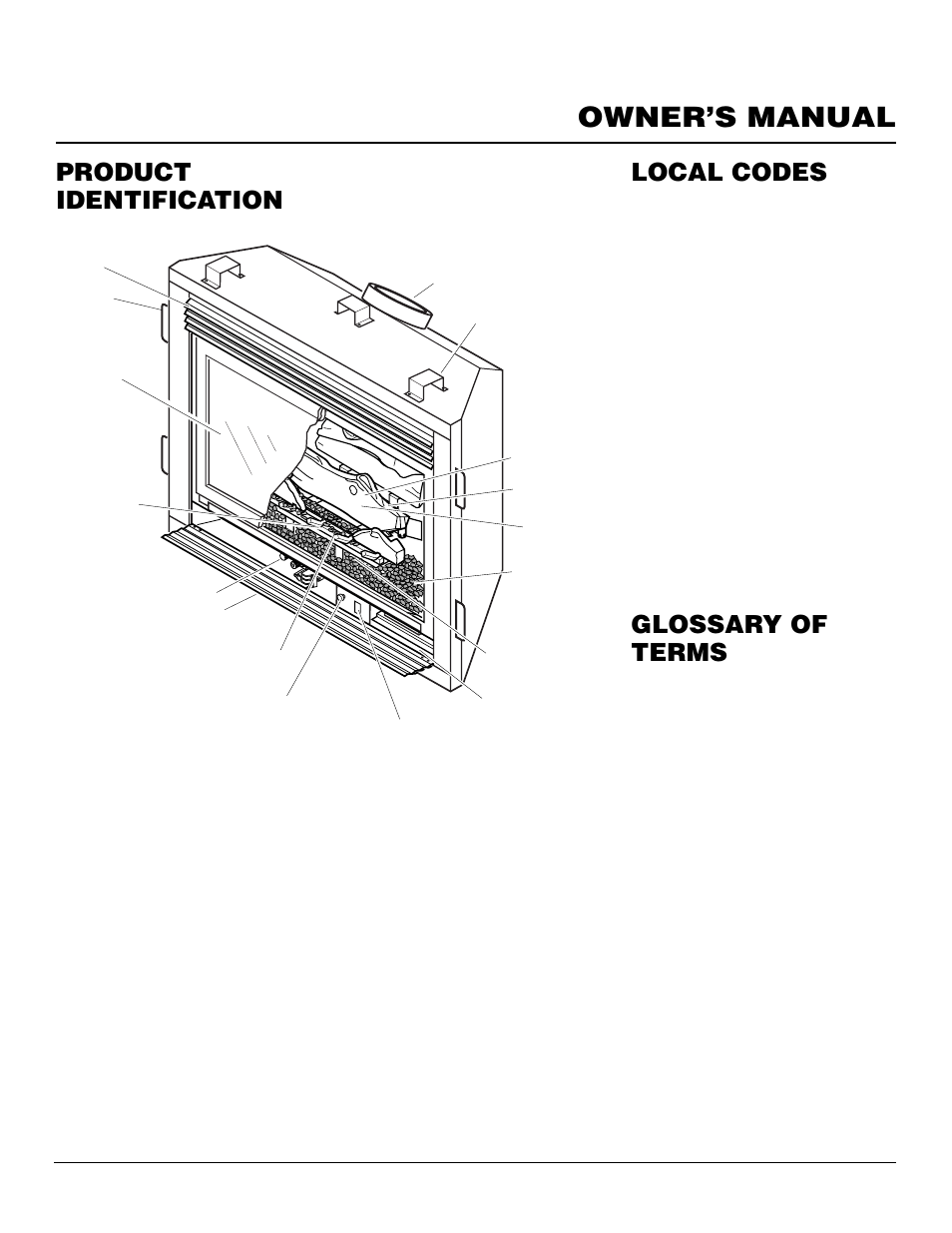 Owner’s manual, Product identification, Local codes | Glossary of terms | Desa DVFE34 User Manual | Page 3 / 36