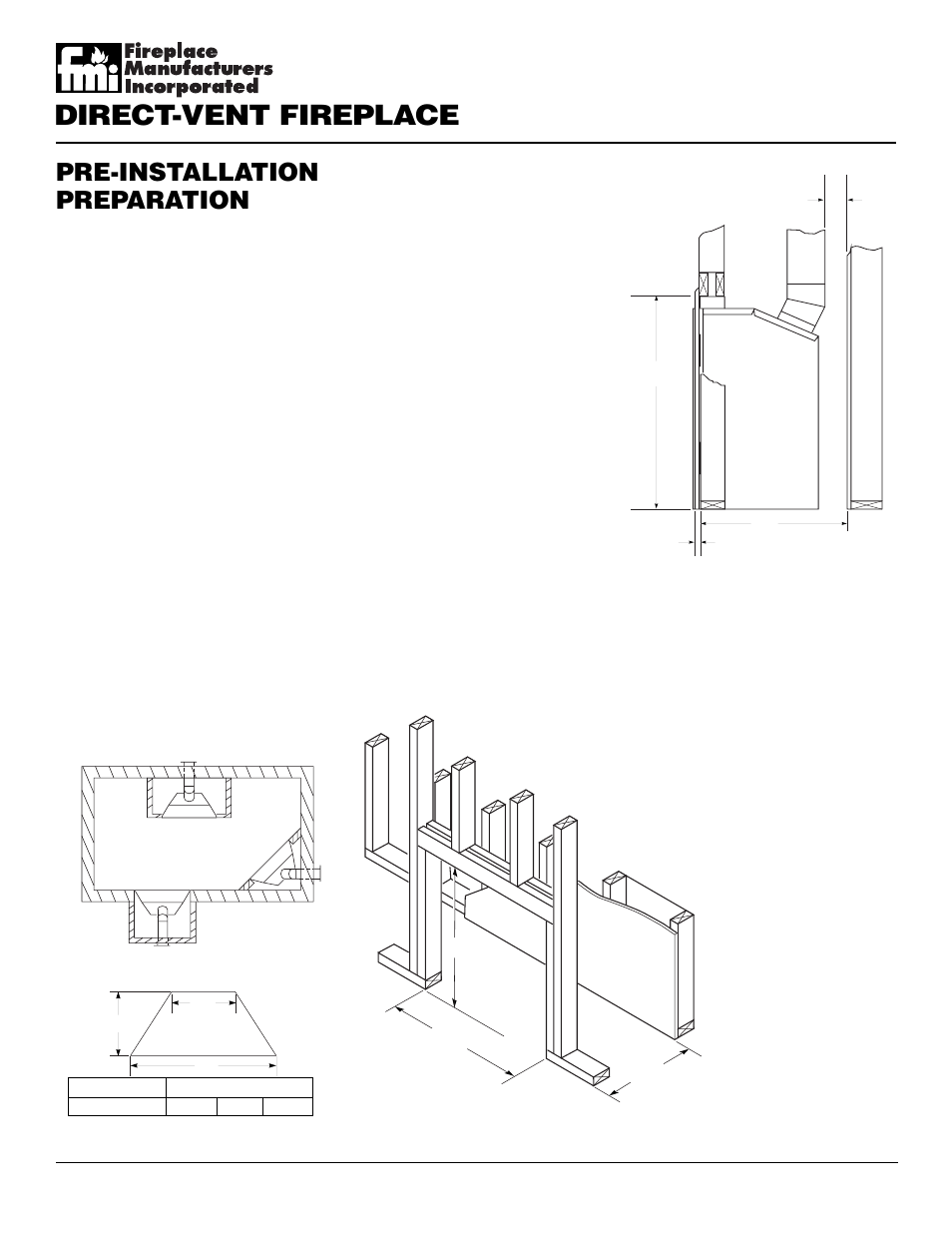 Direct-vent fireplace, Pre-installation preparation, Location and space requirements | Clearances, Framing and finishing | Desa DVFE34 User Manual | Page 4 / 36