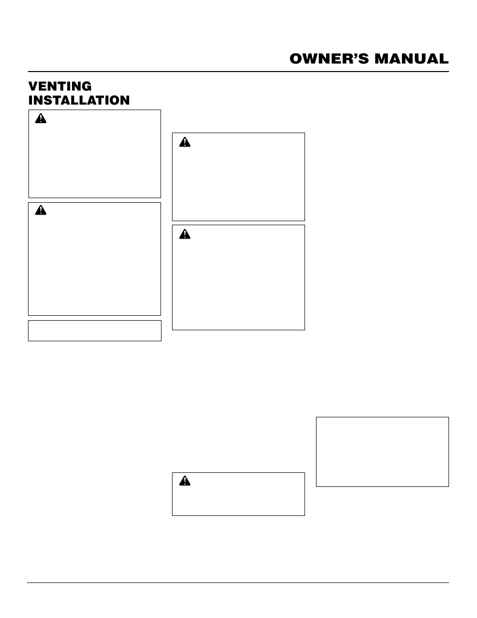 Owner’s manual, Venting installation | Desa DVFE34 User Manual | Page 7 / 36