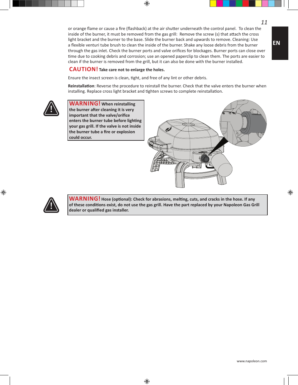 11 en, Warning, Caution | Napoleon Travel Q Series 26 Inch TravelQ™ 240 Portable Gas Grill Manual User Manual | Page 11 / 32