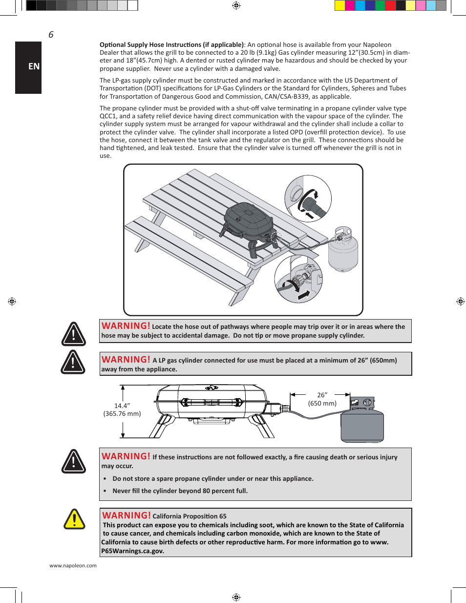 Warning | Napoleon Travel Q Series 26 Inch TravelQ™ 240 Portable Gas Grill Manual User Manual | Page 6 / 32