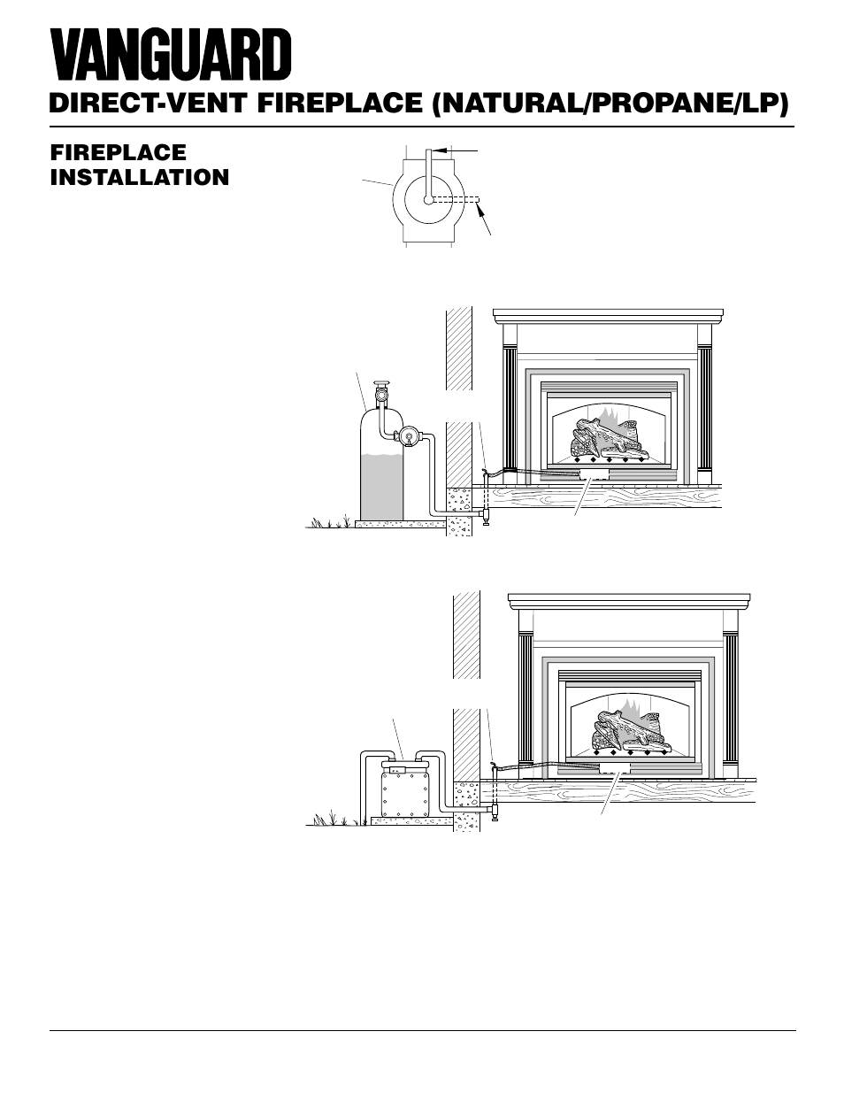 Direct-vent fireplace (natural/propane/lp), Fireplace installation, Continued | Desa BDV37N/P User Manual | Page 20 / 42