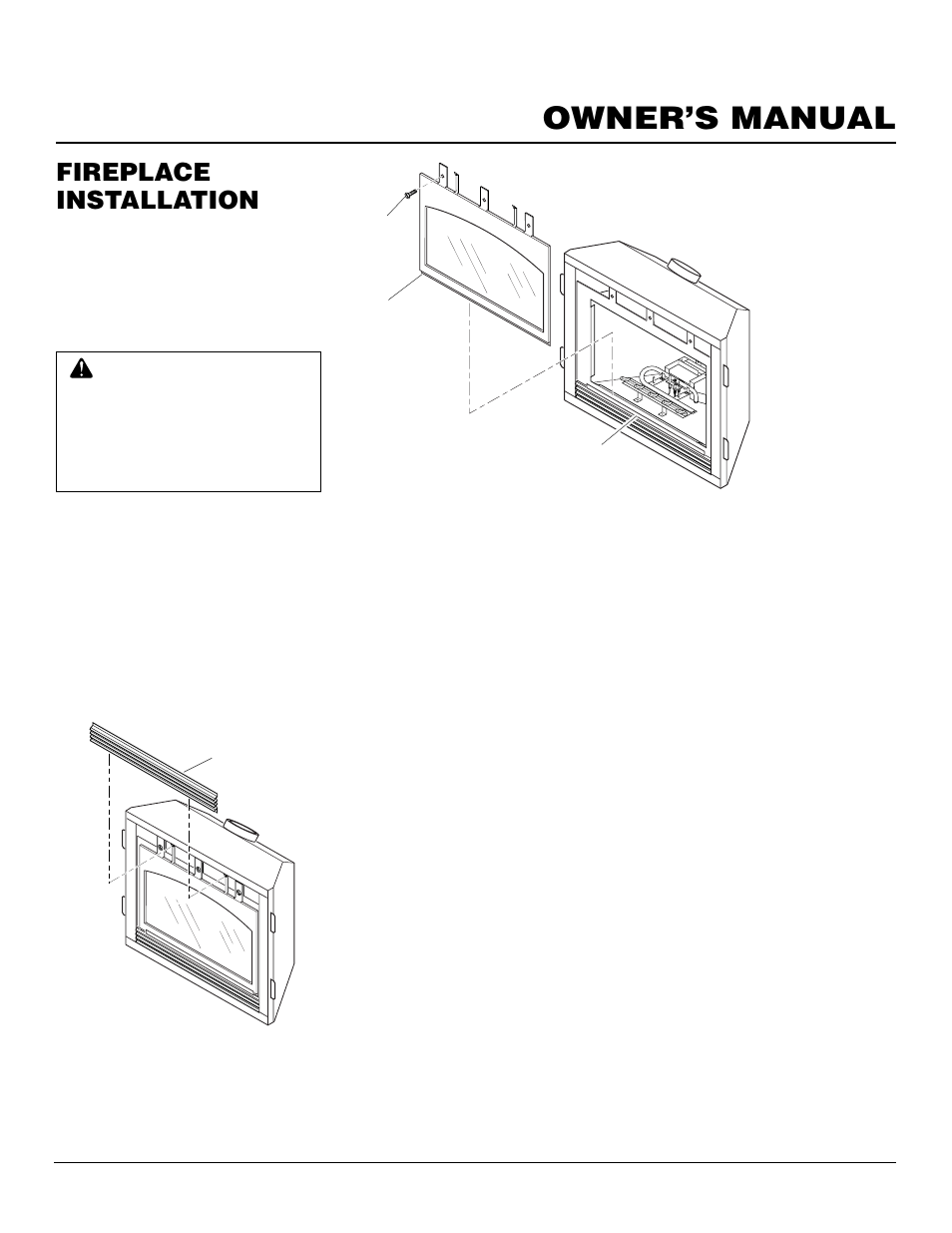 Owner’s manual, Fireplace installation | Desa BDV37N/P User Manual | Page 21 / 42