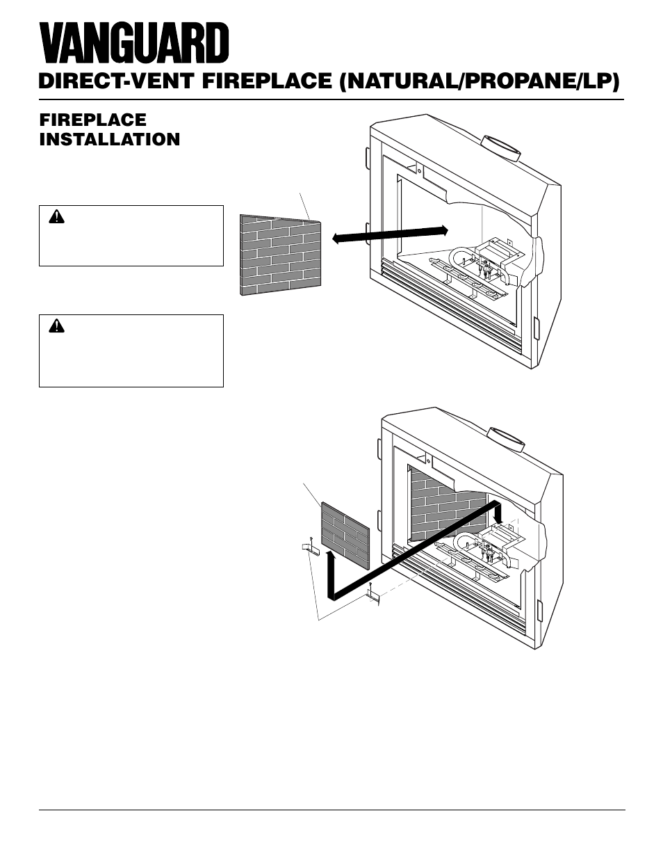 Direct-vent fireplace (natural/propane/lp), Fireplace installation, Continued | Desa BDV37N/P User Manual | Page 22 / 42