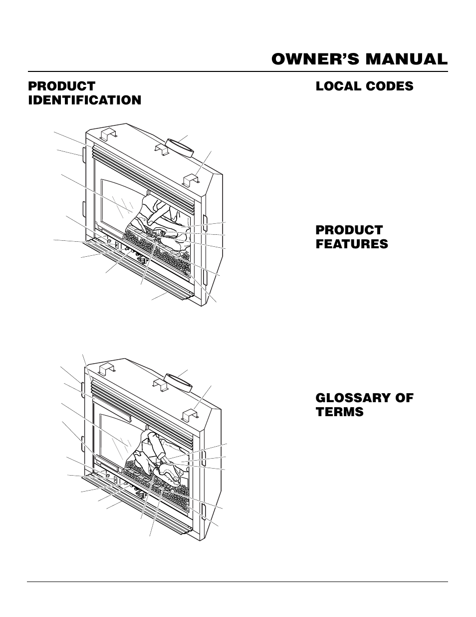 Owner’s manual, Product identification, Local codes product features | Glossary of terms | Desa BDV37N/P User Manual | Page 3 / 42