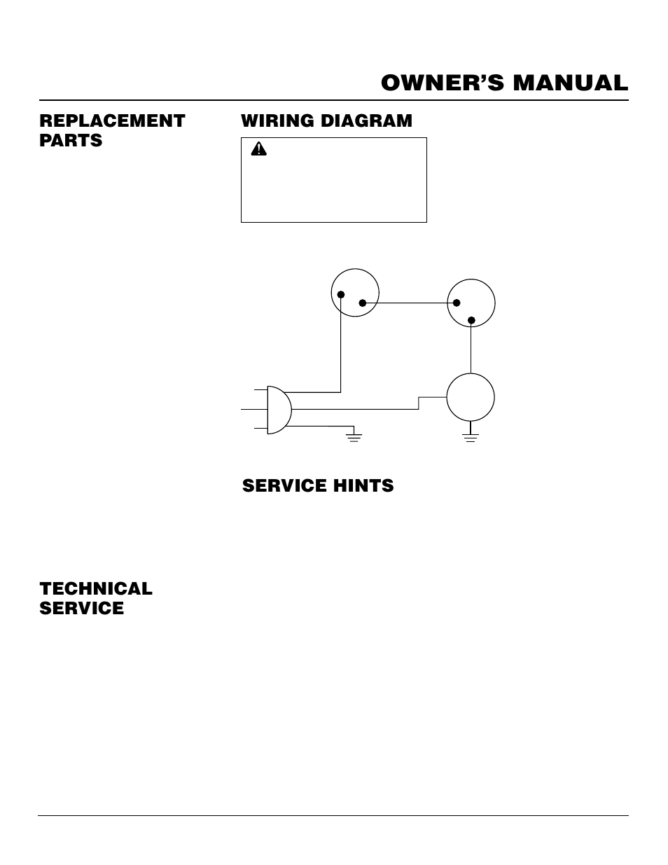 Owner’s manual, Service hints, Technical service | Replacement parts, Wiring diagram | Desa BDV37N/P User Manual | Page 31 / 42