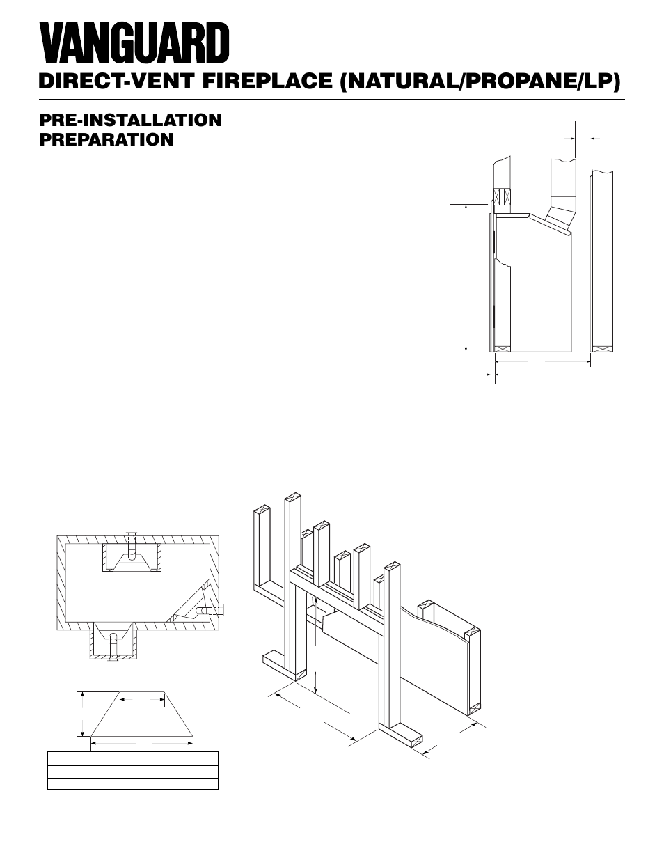 Direct-vent fireplace (natural/propane/lp), Pre-installation preparation, Location and space requirements | Clearances, Framing and finishing | Desa BDV37N/P User Manual | Page 4 / 42