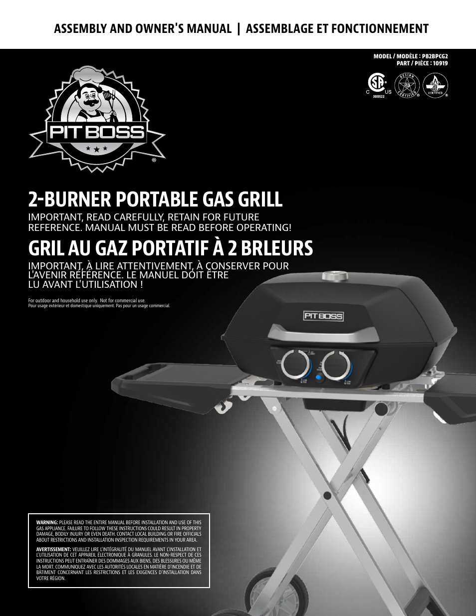 Pit Boss 45 Inch Portable Gas Grill Owners Guide User Manual | 40 pages