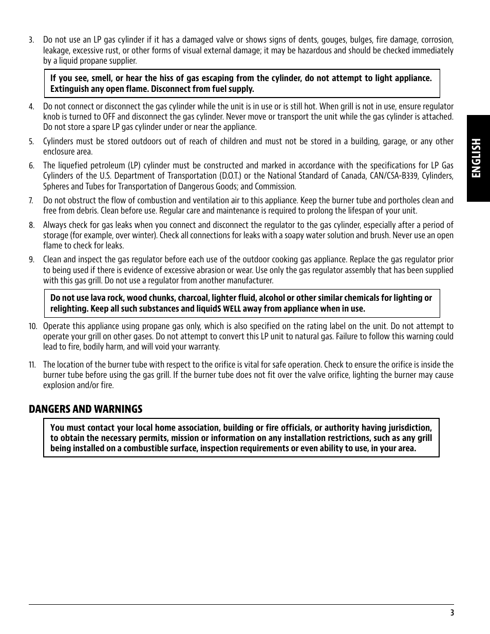 English | Pit Boss 45 Inch Portable Gas Grill Owners Guide User Manual | Page 3 / 40