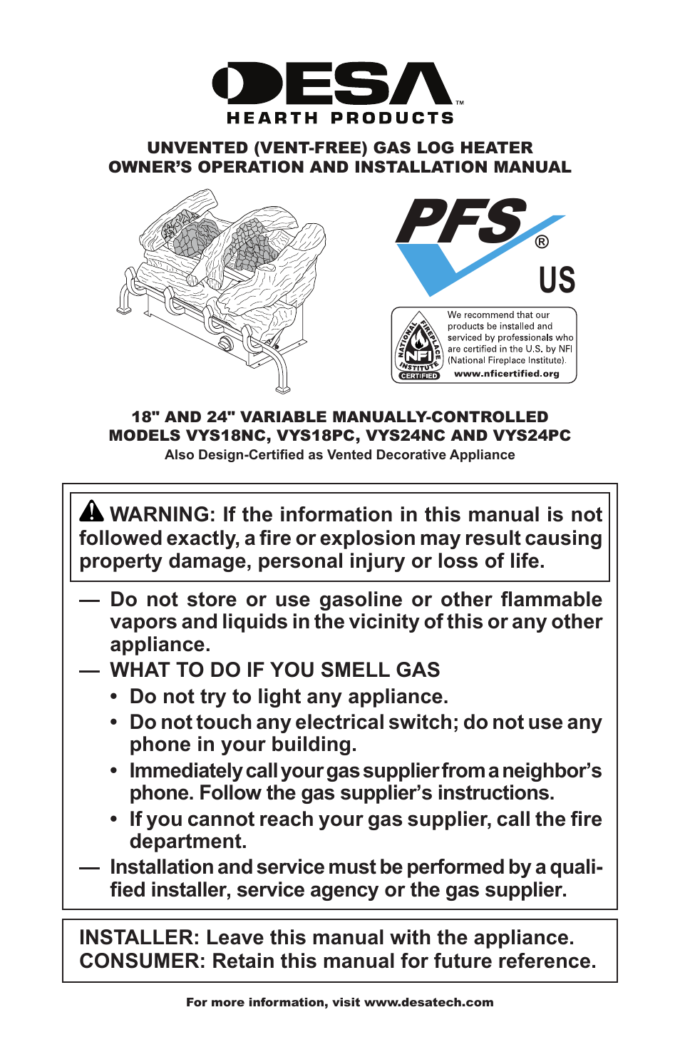 Desa VyS18NC User Manual | 32 pages