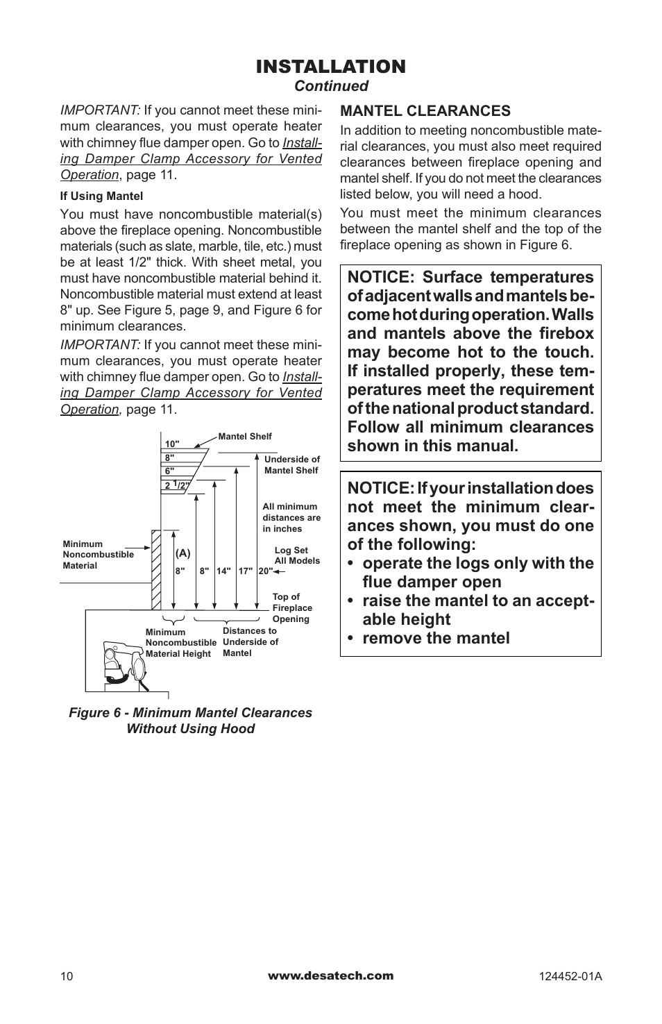 Installation | Desa VyS18NC User Manual | Page 10 / 32
