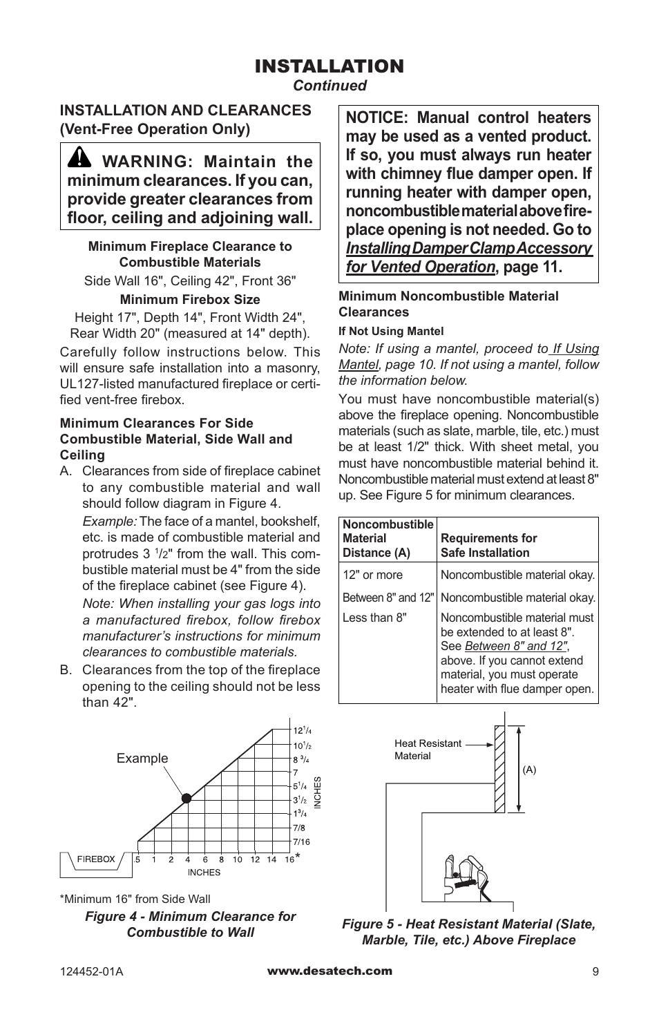 Installation | Desa VyS18NC User Manual | Page 9 / 32