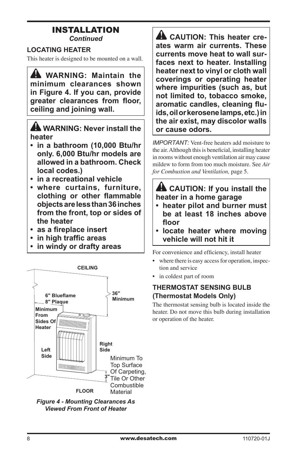 Installation | Desa VN600BA User Manual | Page 8 / 28