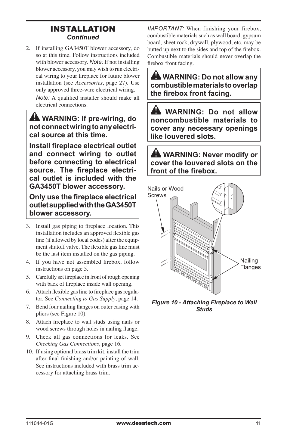 Installation | Desa CGCFTN User Manual | Page 11 / 32