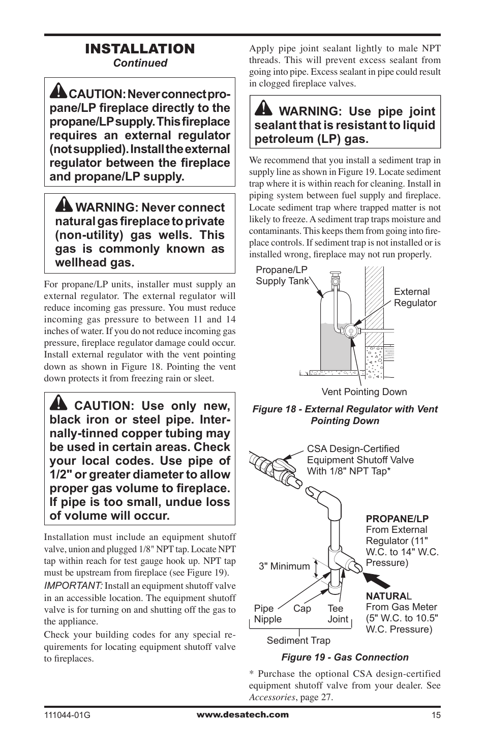 Installation | Desa CGCFTN User Manual | Page 15 / 32