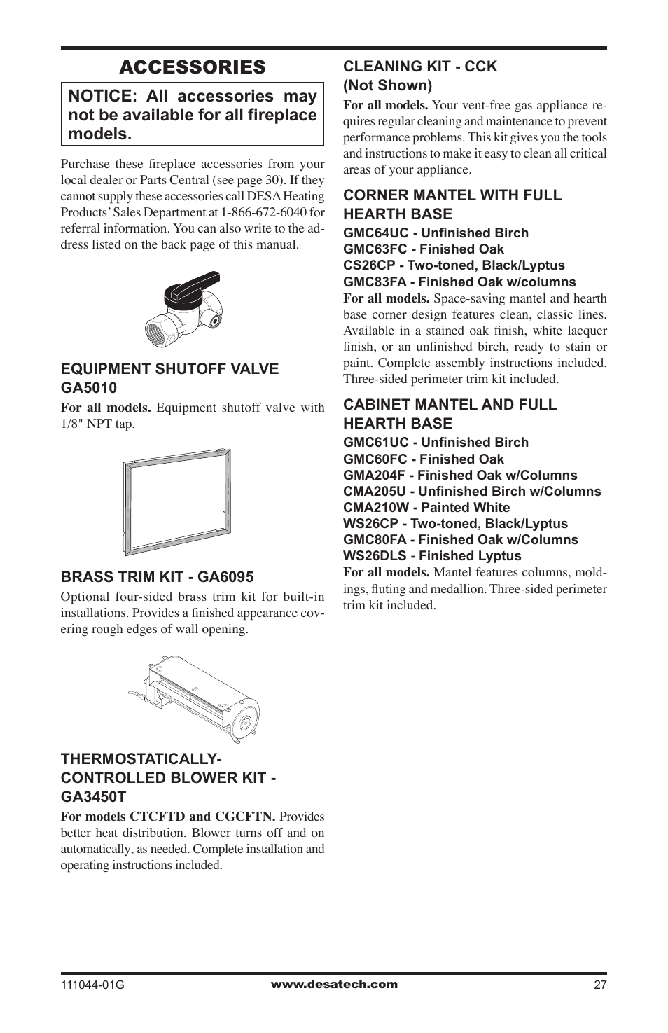 Accessories | Desa CGCFTN User Manual | Page 27 / 32