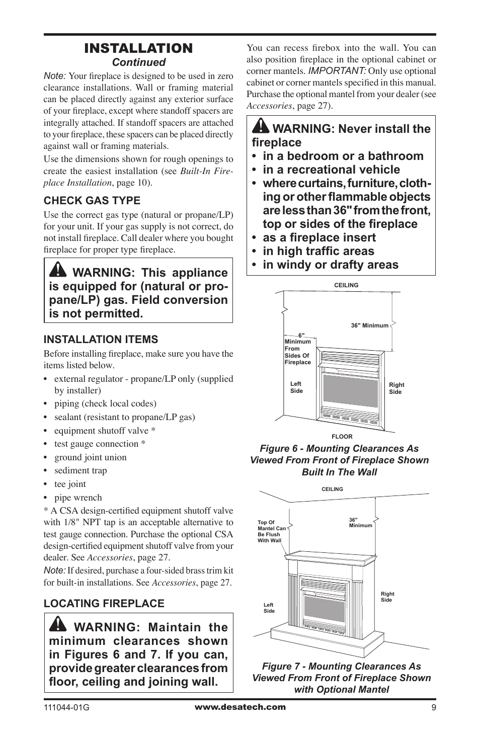 Installation | Desa CGCFTN User Manual | Page 9 / 32