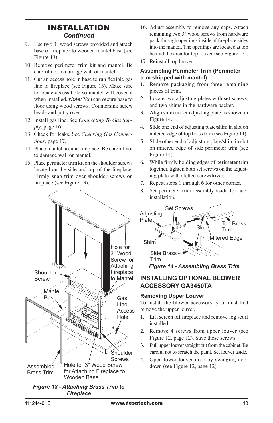 Installation | Desa DCFTNA User Manual | Page 13 / 48