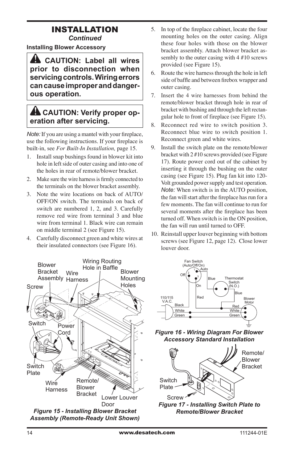 Installation, Continued | Desa DCFTNA User Manual | Page 14 / 48