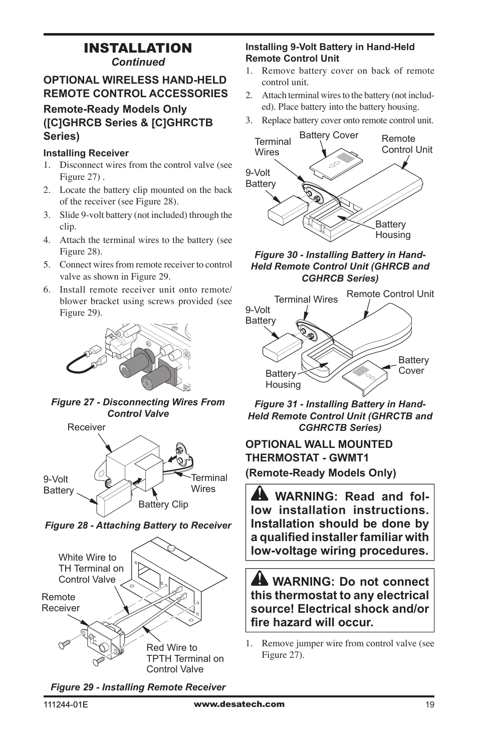 Installation | Desa DCFTNA User Manual | Page 19 / 48