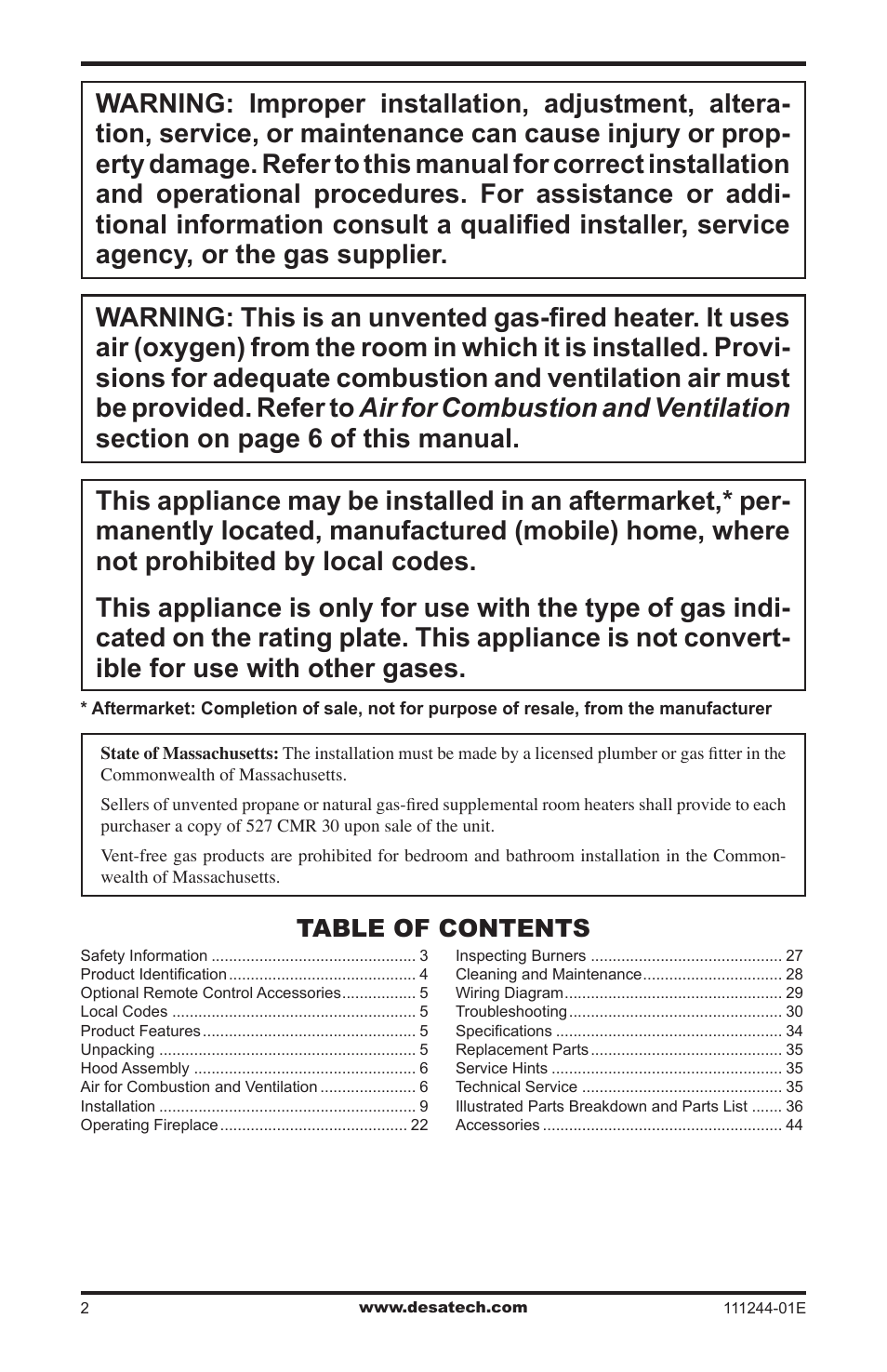 Desa DCFTNA User Manual | Page 2 / 48