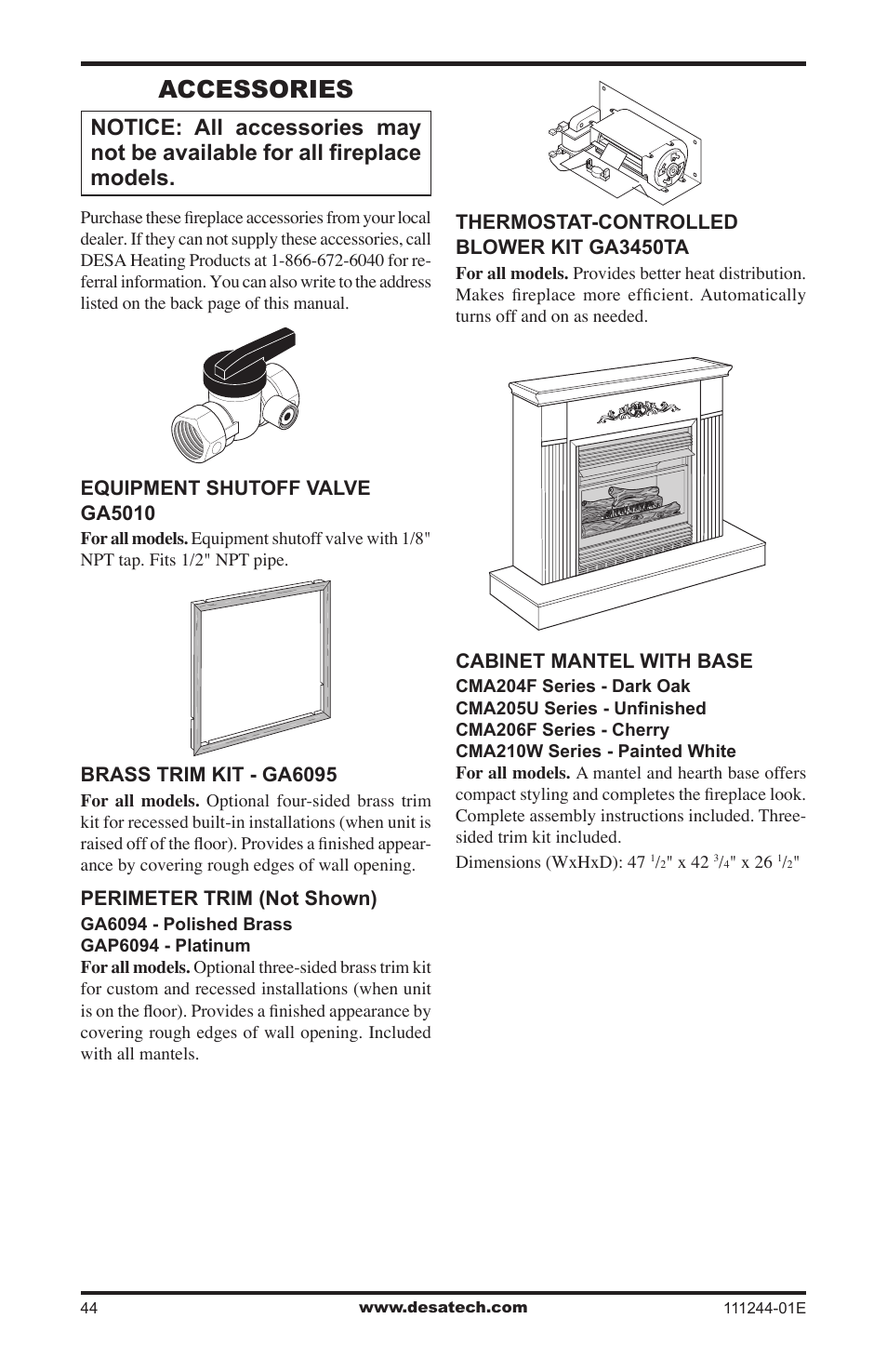 Accessories | Desa DCFTNA User Manual | Page 44 / 48