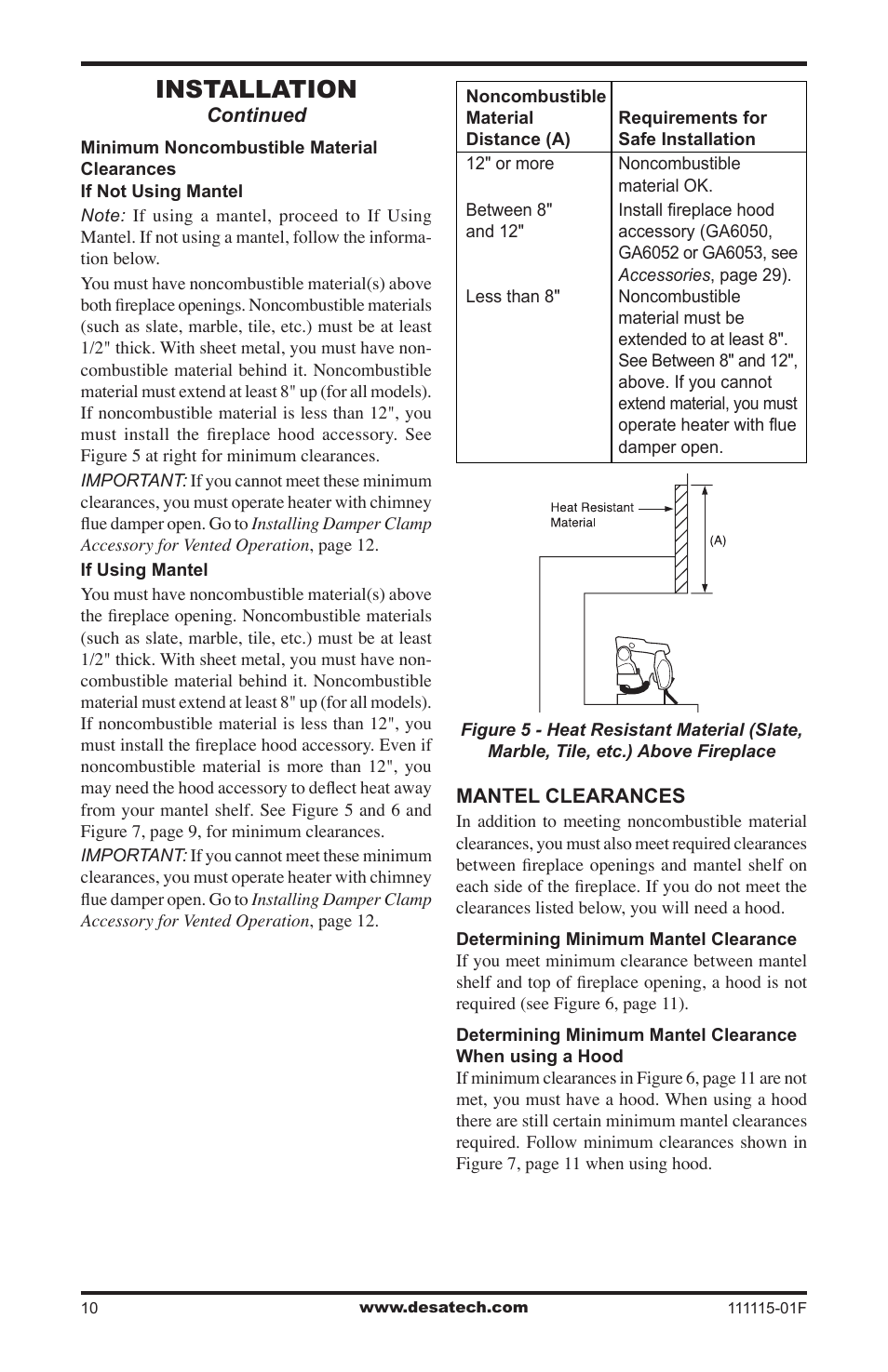 Installation | Desa VML27PR User Manual | Page 10 / 32