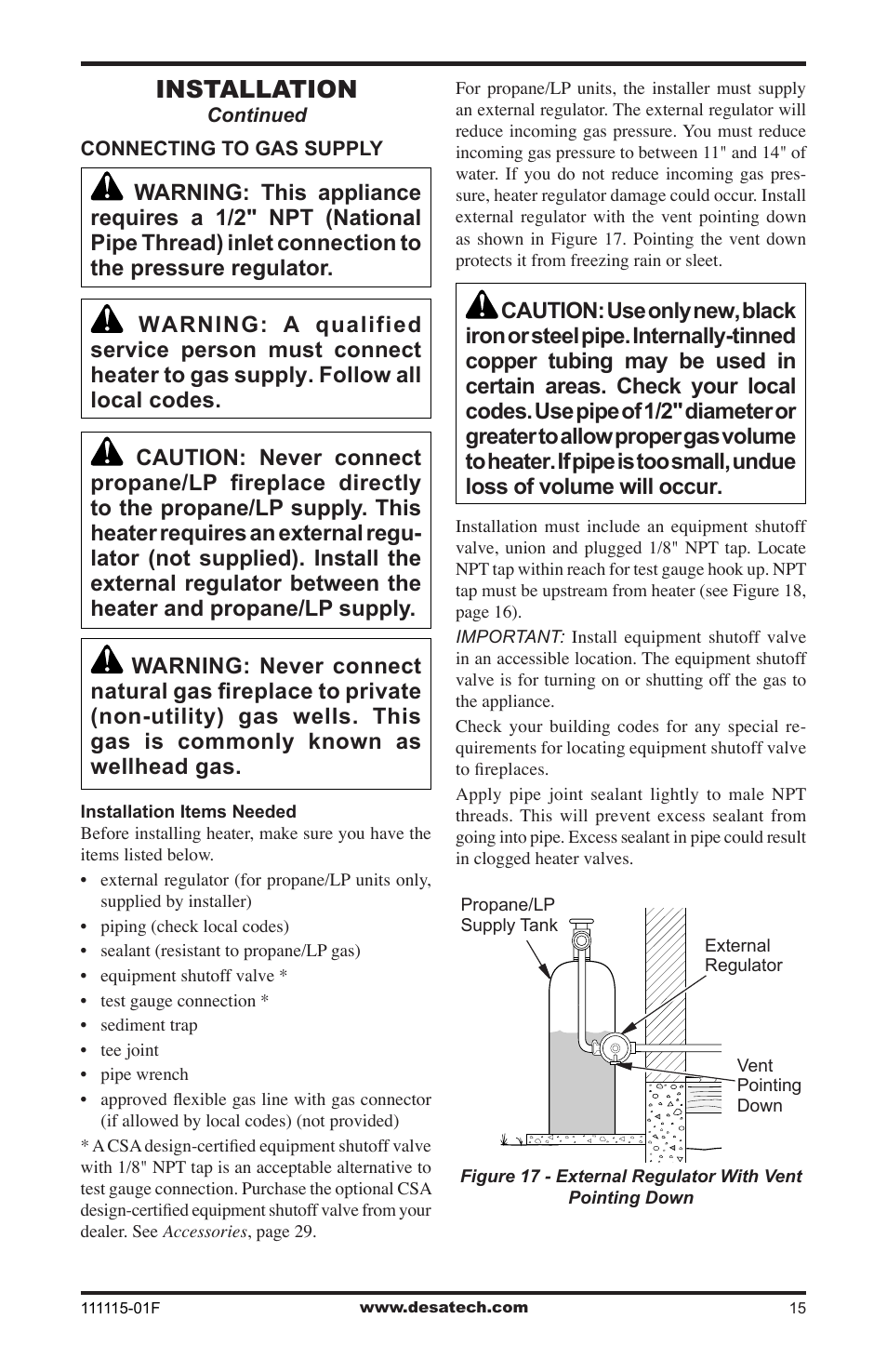 Installation | Desa VML27PR User Manual | Page 15 / 32