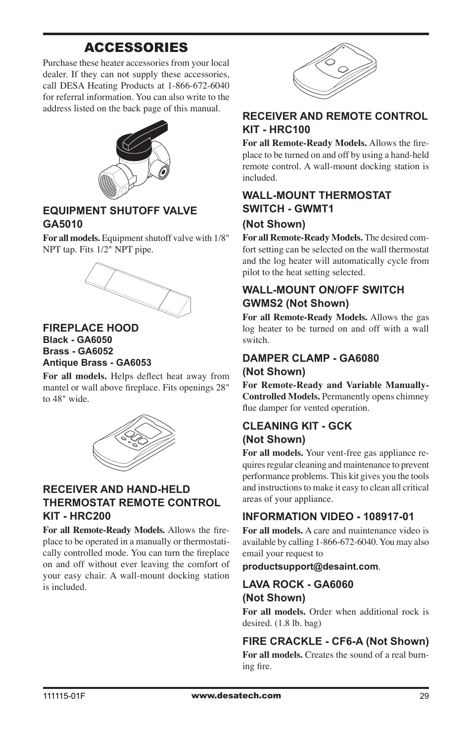 Accessories | Desa VML27PR User Manual | Page 29 / 32