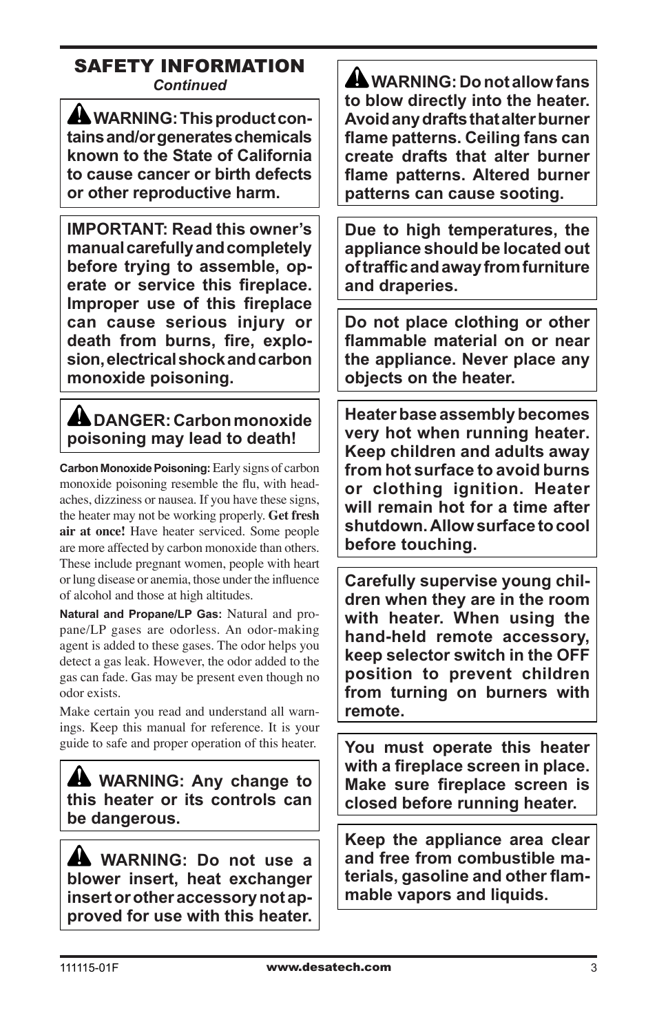 Safety information | Desa VML27PR User Manual | Page 3 / 32