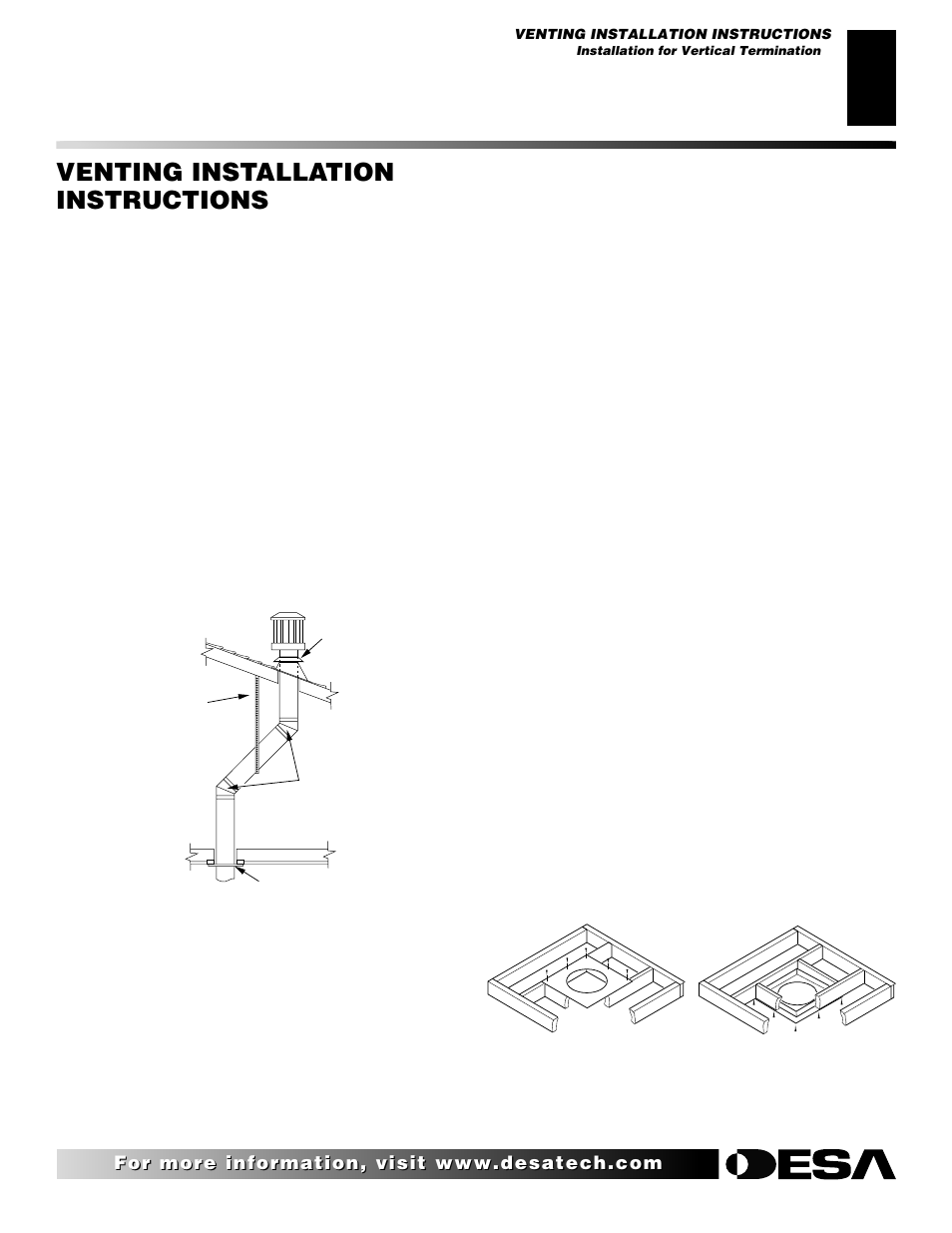 Venting installation instructions, Continued, Installation for vertical termination | Desa CHDV36NRA User Manual | Page 13 / 40