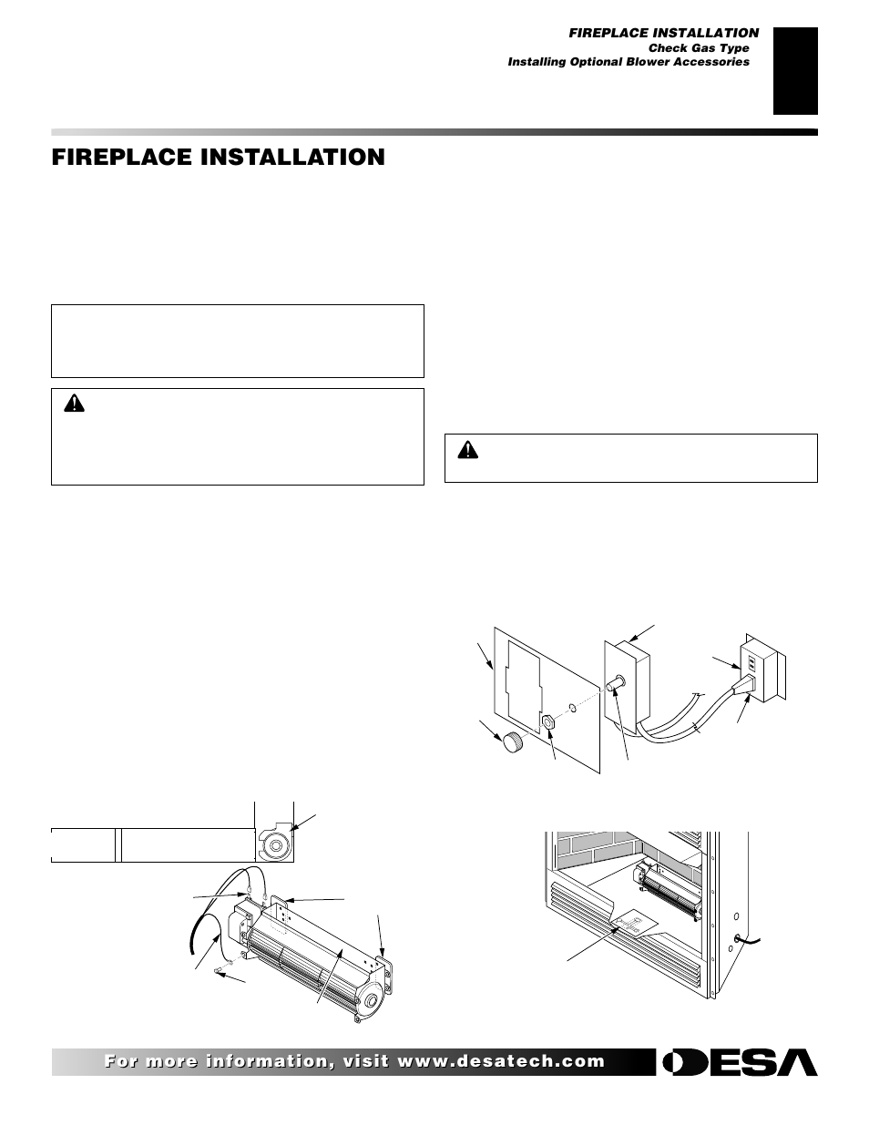 Fireplace installation | Desa CHDV36NRA User Manual | Page 17 / 40