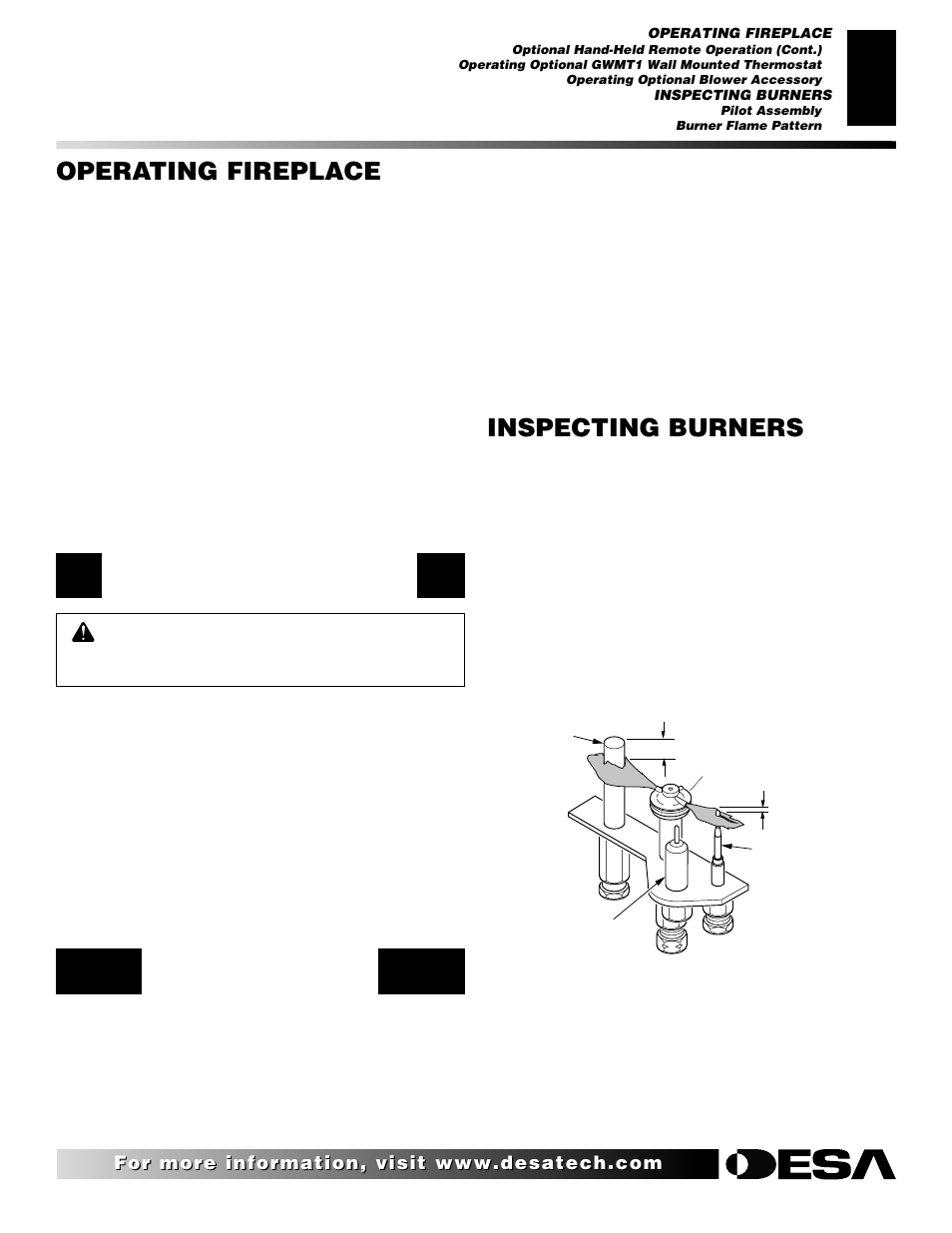 Operating fireplace, Inspecting burners, Continued | Desa CHDV36NRA User Manual | Page 27 / 40