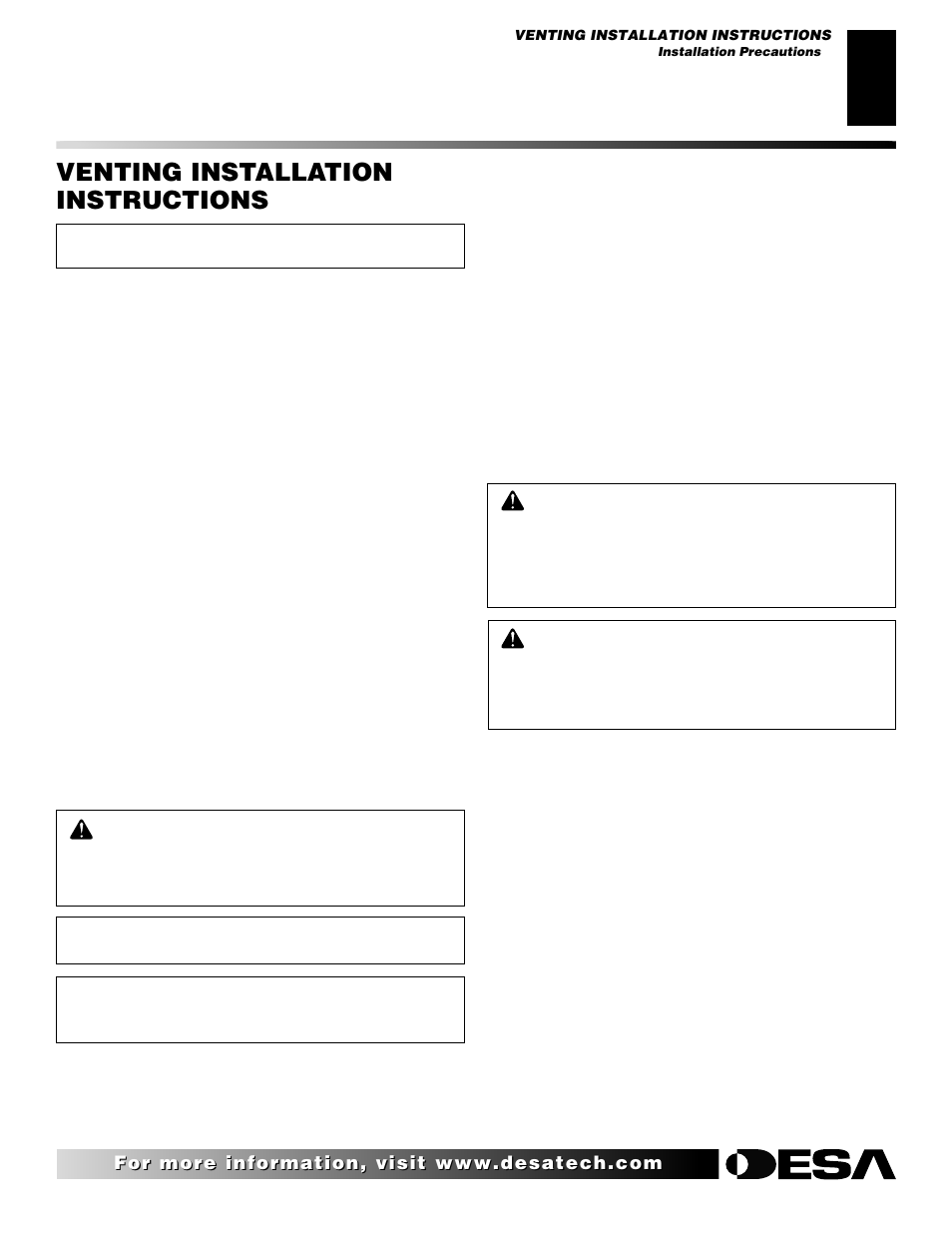 Venting installation instructions | Desa CHDV36NRA User Manual | Page 7 / 40