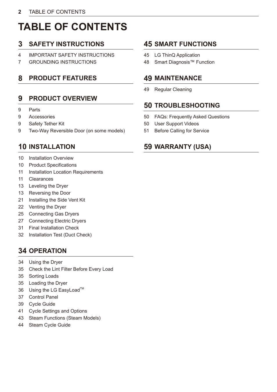 LG 27 Inch Electric Smart Dryer Owner Manual User Manual | Page 2 / 128