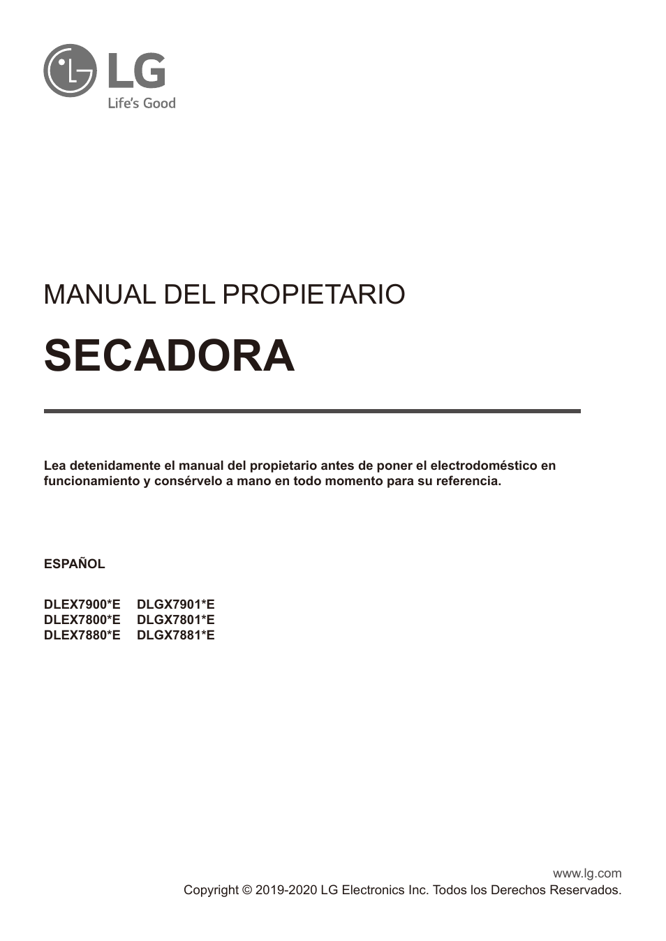 Secadora, Manual del propietario | LG 27 Inch Electric Smart Dryer Owner Manual User Manual | Page 65 / 128