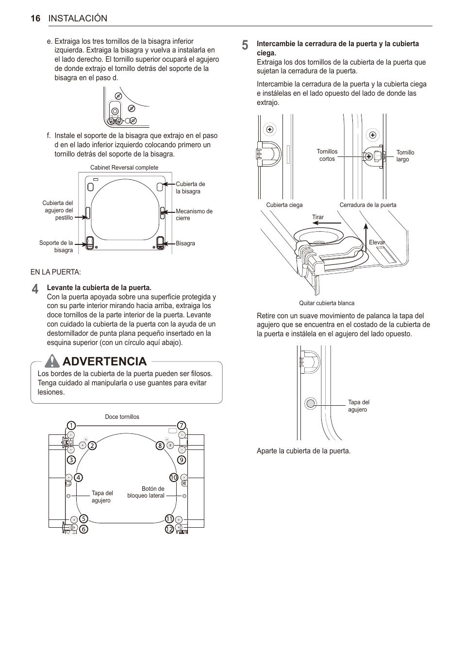 Advertencia, 16 instalación | LG 27 Inch Electric Smart Dryer Owner Manual User Manual | Page 80 / 128