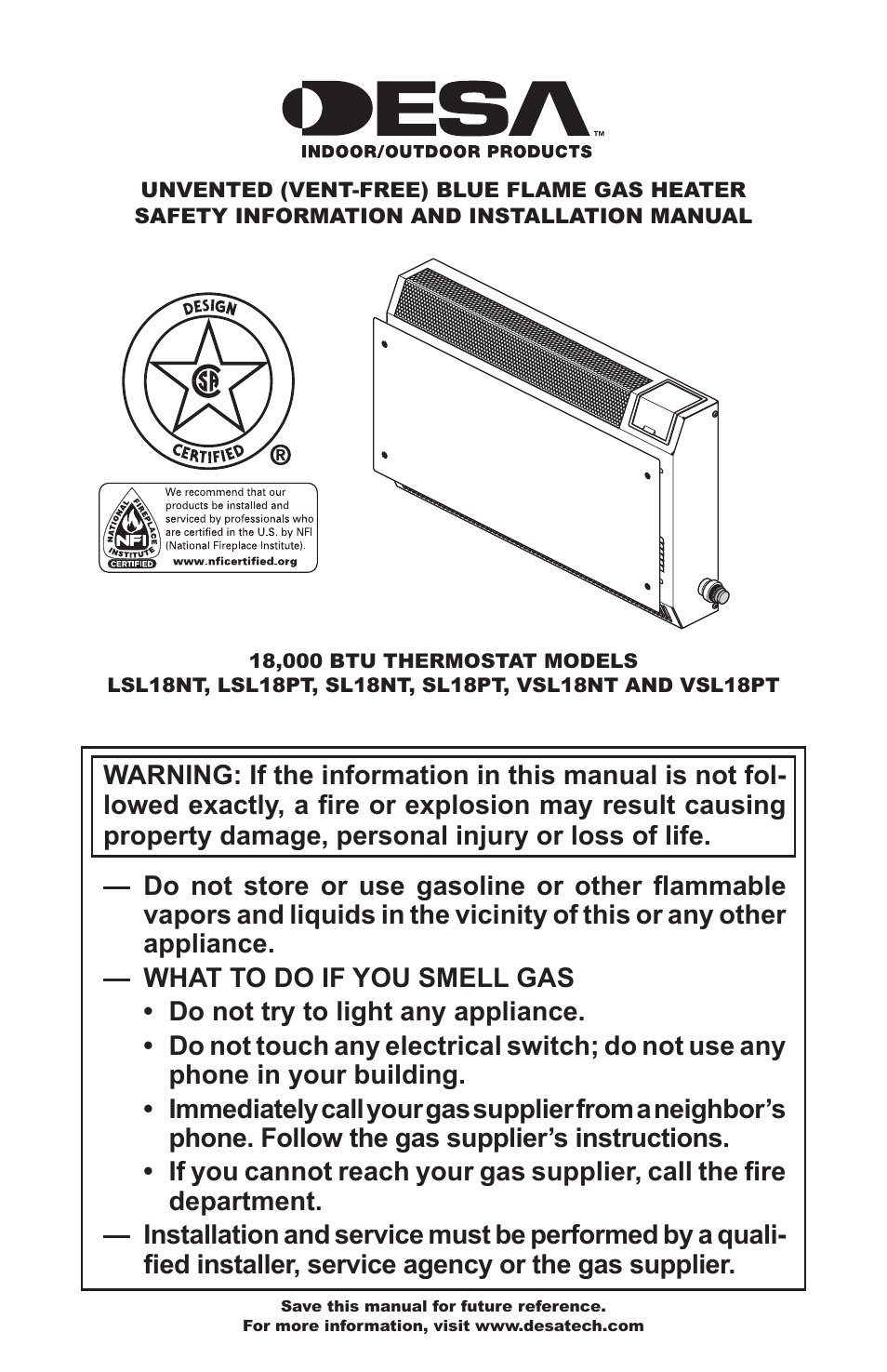 Desa VSL18NT User Manual | 56 pages