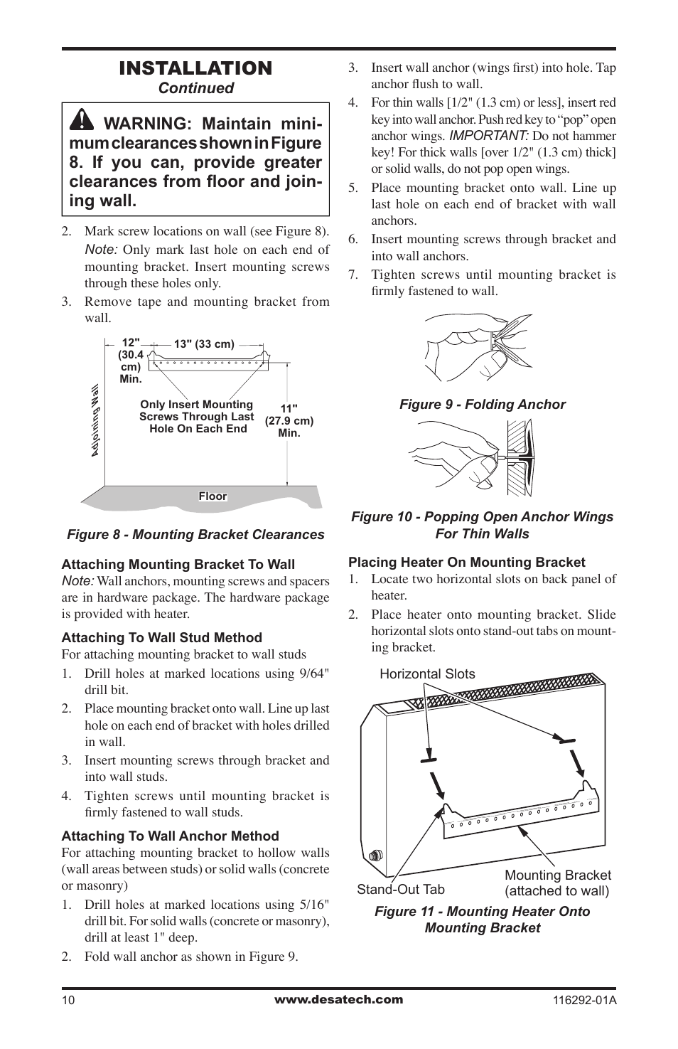 Installation | Desa VSL18NT User Manual | Page 10 / 56