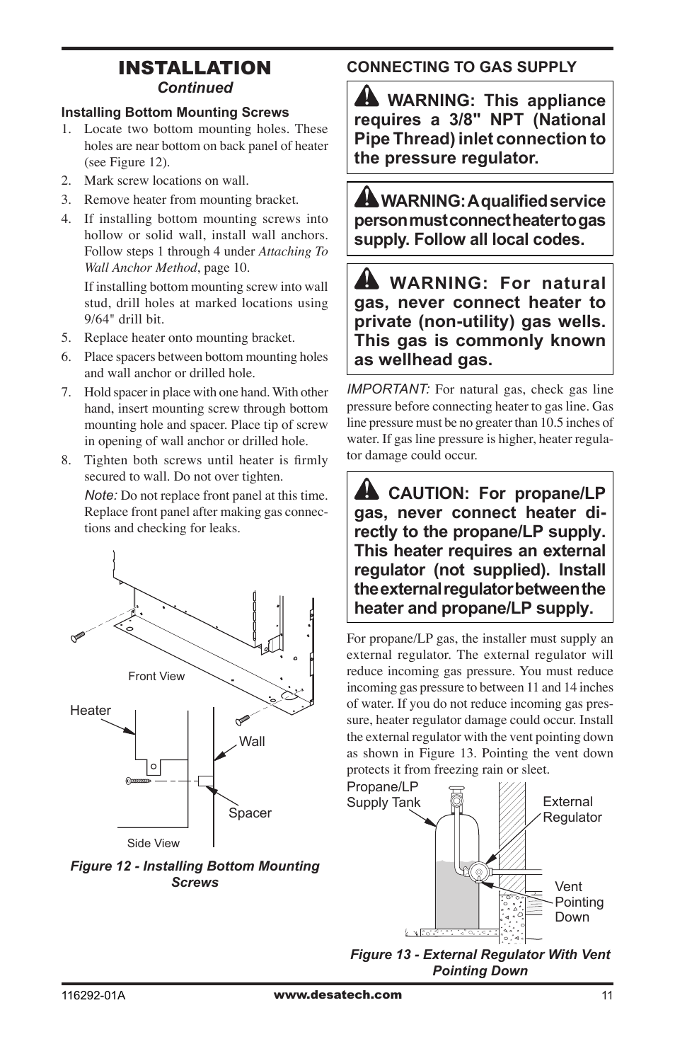 Installation | Desa VSL18NT User Manual | Page 11 / 56