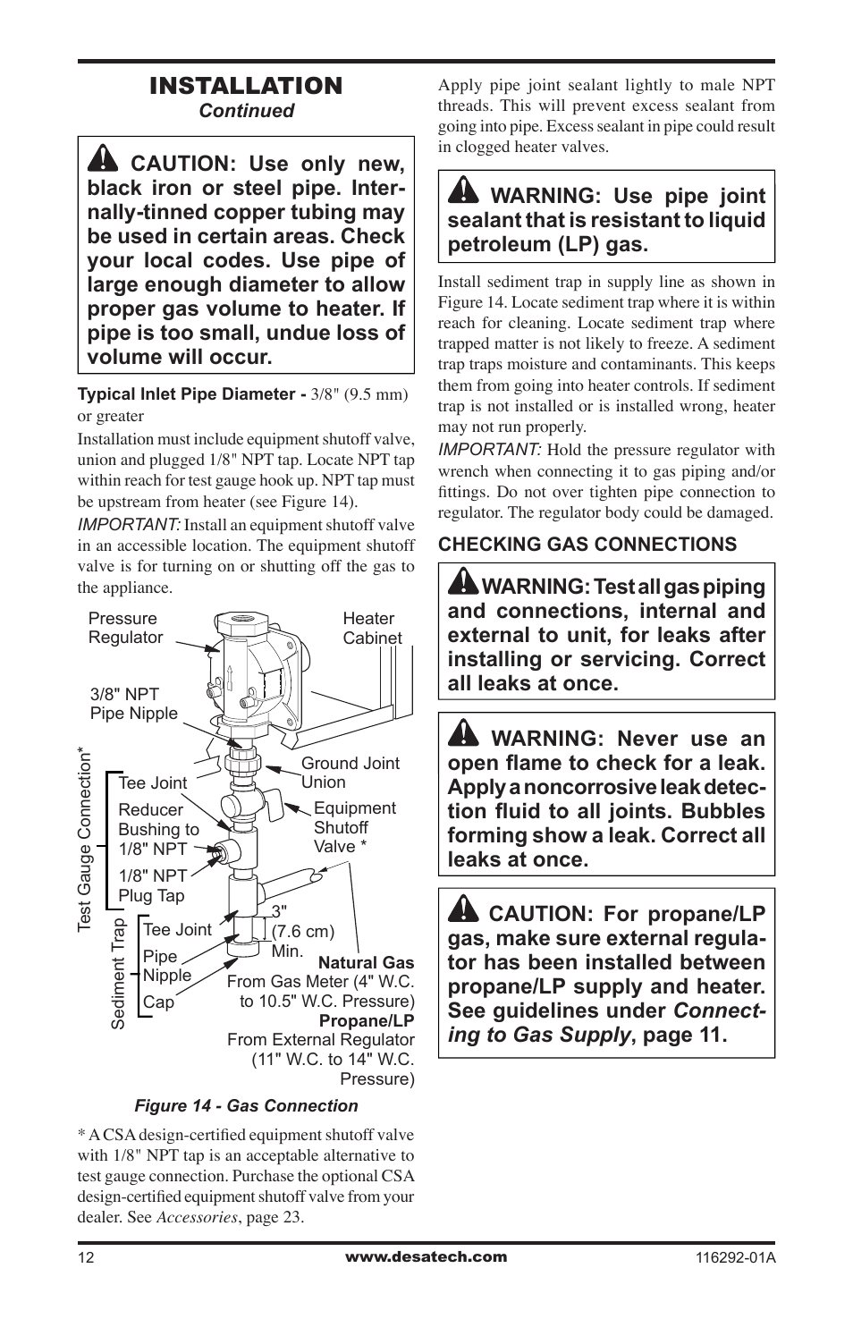 Installation | Desa VSL18NT User Manual | Page 12 / 56