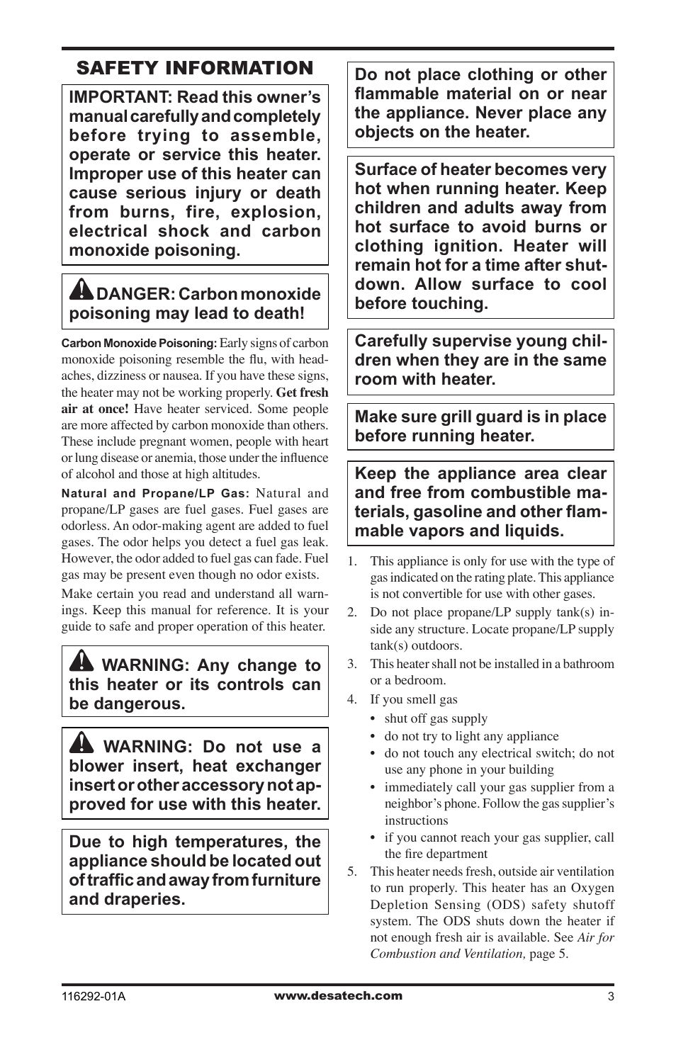 Safety information | Desa VSL18NT User Manual | Page 3 / 56