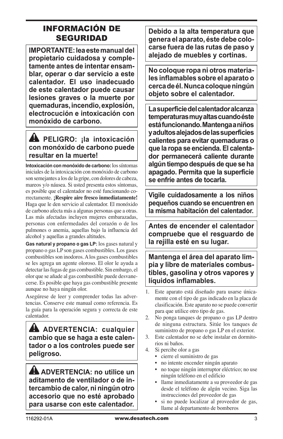 Información de seguridad | Desa VSL18NT User Manual | Page 31 / 56