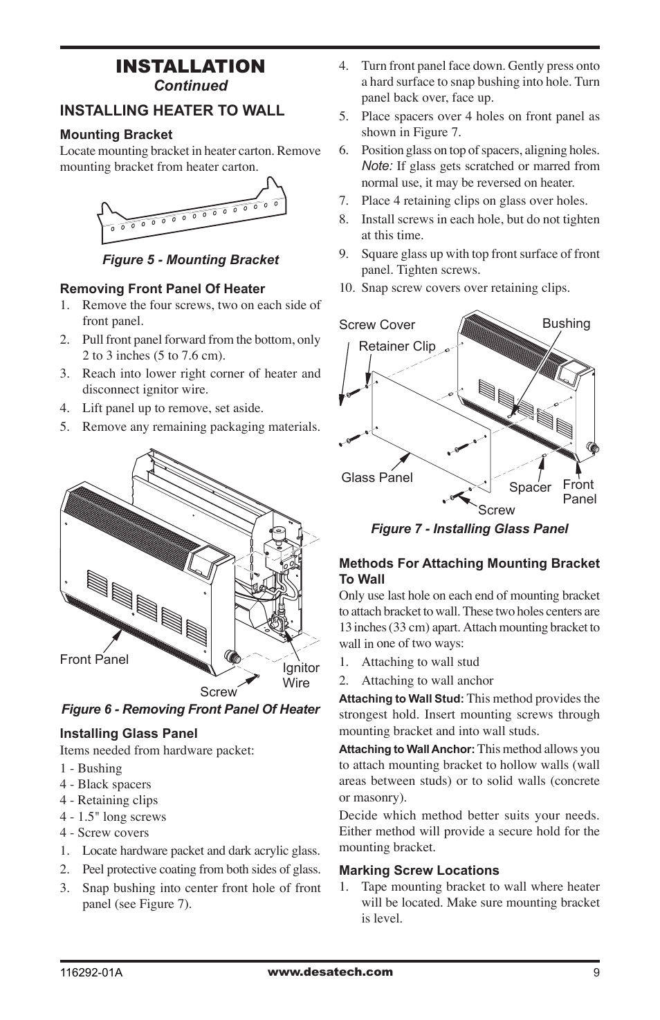 Installation | Desa VSL18NT User Manual | Page 9 / 56