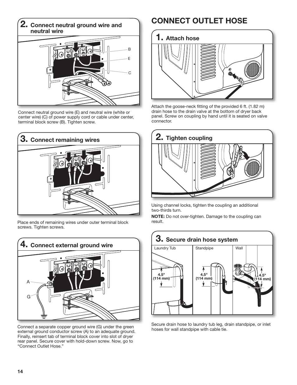 Connect outlet hose | Whirlpool 27 Inch Ventless Electric Dryer Installation Instructions User Manual | Page 14 / 32