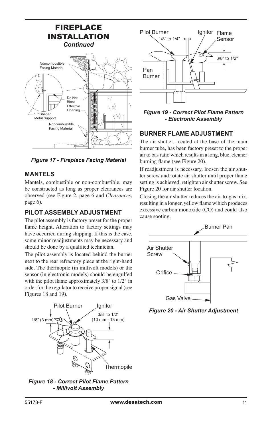 Fireplace installation | Desa GL36STEP User Manual | Page 11 / 20