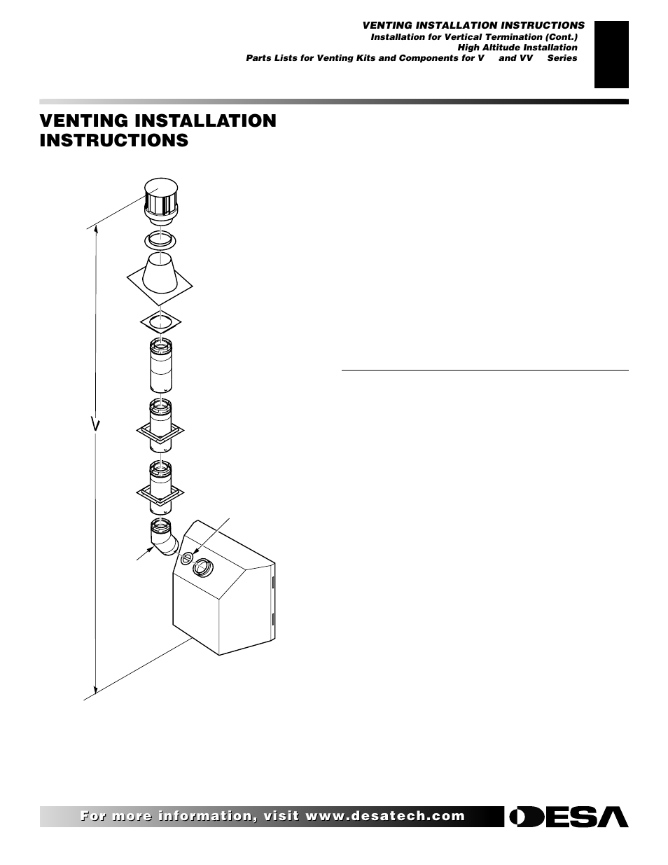 Venting installation instructions, Continued, High altitude installation | Desa (V)V42NA(1) User Manual | Page 15 / 42