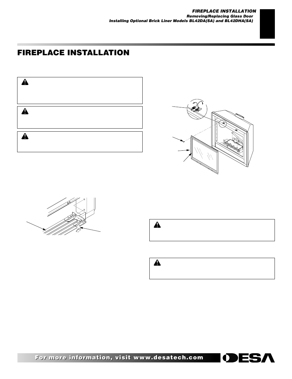 Fireplace installation, Continued | Desa (V)V42NA(1) User Manual | Page 23 / 42