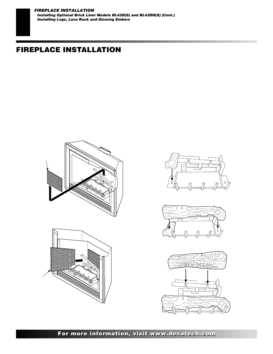 Fireplace installation, Continued | Desa (V)V42NA(1) User Manual | Page 24 / 42