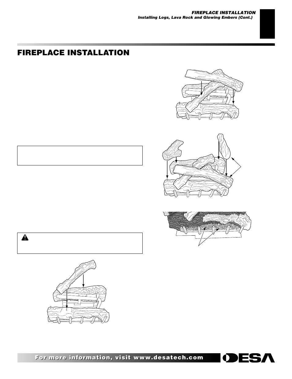 Fireplace installation | Desa (V)V42NA(1) User Manual | Page 25 / 42